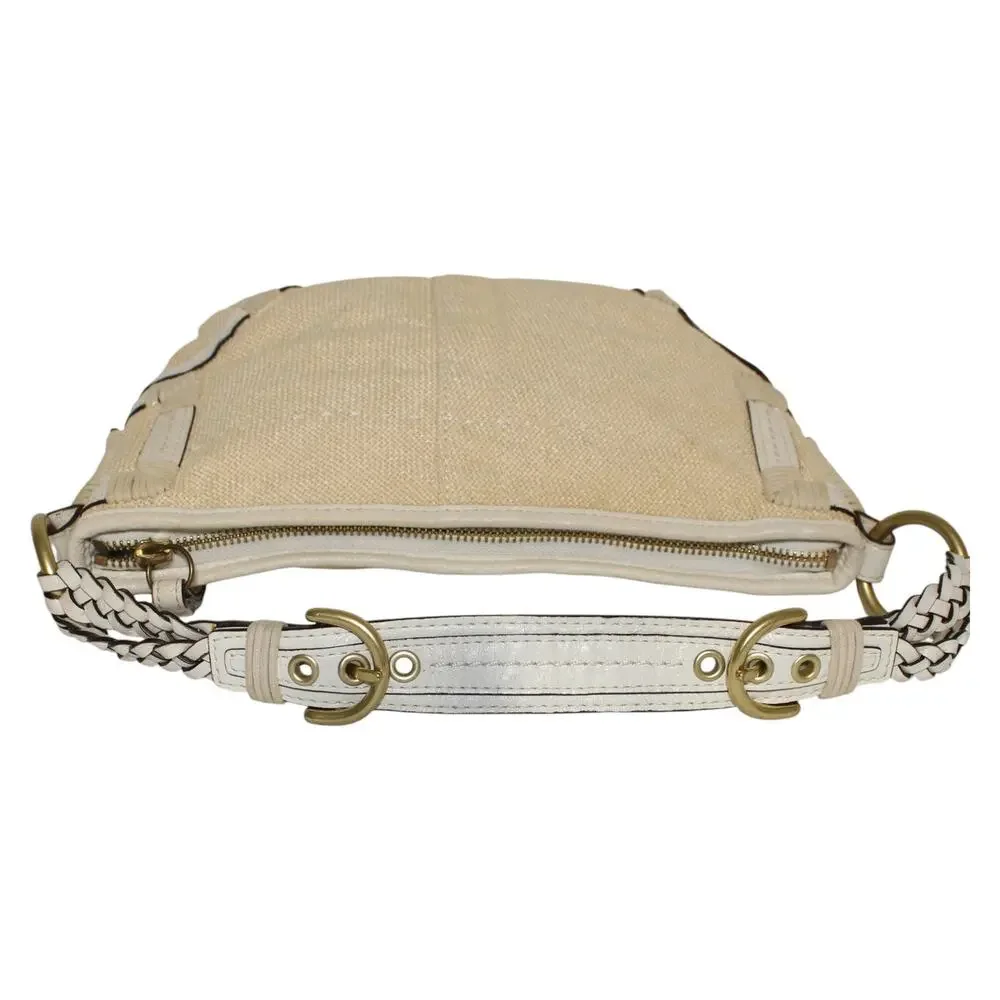 Coach Straw & Leather Soho Hobo Shoulder Bag 4710 Ivory colored leather trim